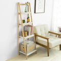 SoBuy FRG162-N Ladder Rack Fold Stand Rack Bookcase with 4 floors Rubber Wood and MDF BHT: 42x140x34cm