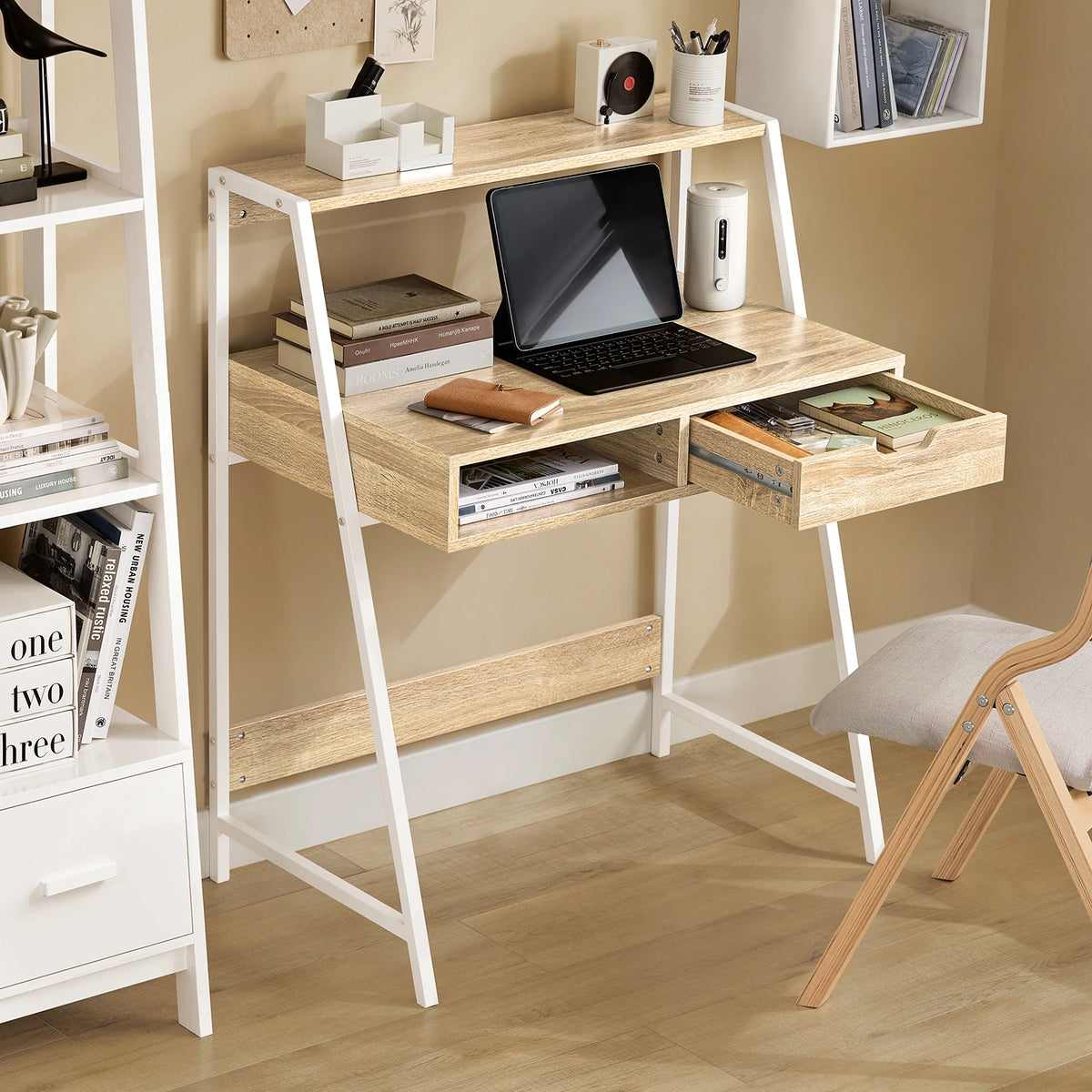 SoBuy FWT63-N Desk with tray computer table work table office table table with drawer