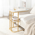 SoBuy FBT110-G side table with 2 shelves Sofa table coffee table Laptop table bed table care table with gold metal frame