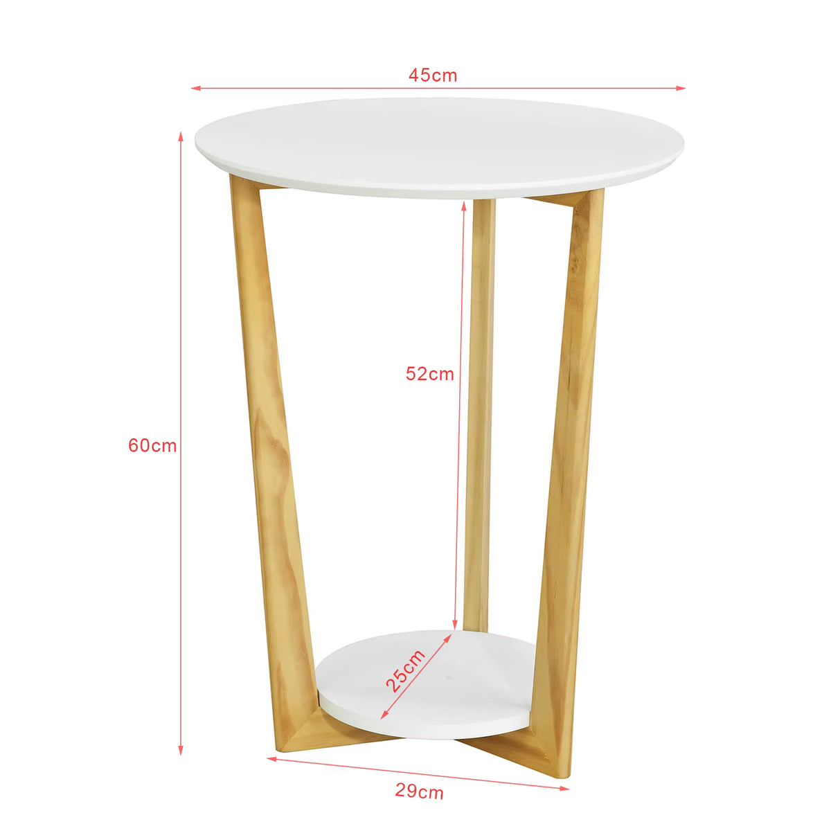 SoBuy FBT52-WN side table with 2 shelves coffee table coffee table Balcony table White-nature, BHT approx.: 45x60x45cm