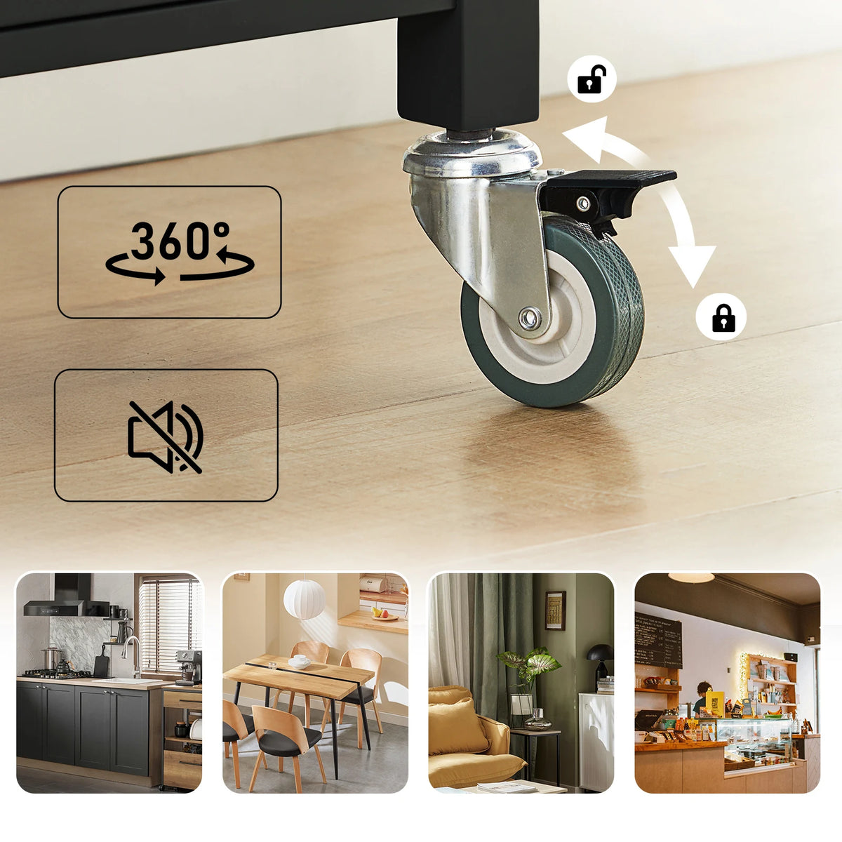 SoBuy FKW22 rubber kitchen trolley Wood serving trolley trolley narrow drink trolley for office kitchen living room dining room
