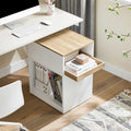 SoBuy ASK08-WN table with Rolls Hidden Rolls 3 hand fan Roll Container desk for office White Nature 40x65x50cm
