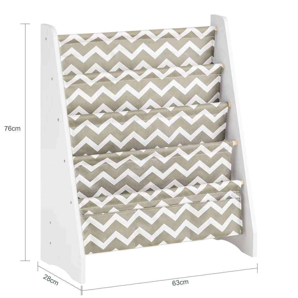 SoBuy KMB50 Children's Bookshelf Hanging hand fan Shelf Newspaper stand with 4 Shelves Book Rack BHT Approx: 63x76x28cm