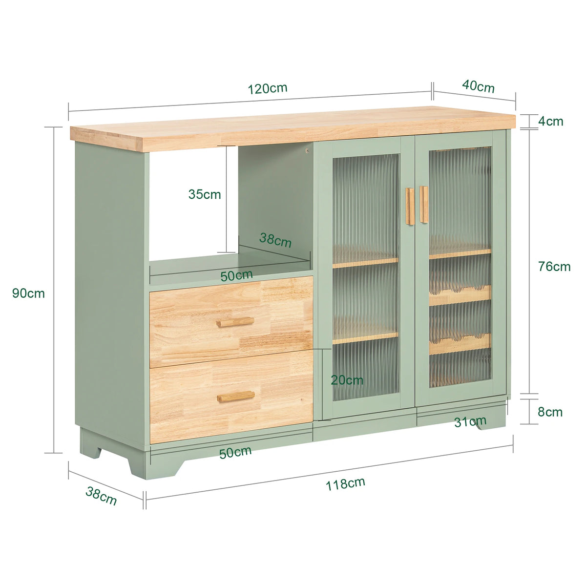 SoBuy FSB81 Buffet Sideboard with 2 Glass Doors Kitchen wardrobe Dresser wardrobe Hallway wardrobe Side wardrobe Microwave wardrobe