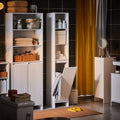 SoBuy BZR158-W Bathroom Cabinet High with laundry basket & Adjustable MDF Shelves, Open Shelves for Small 30x170x30cm