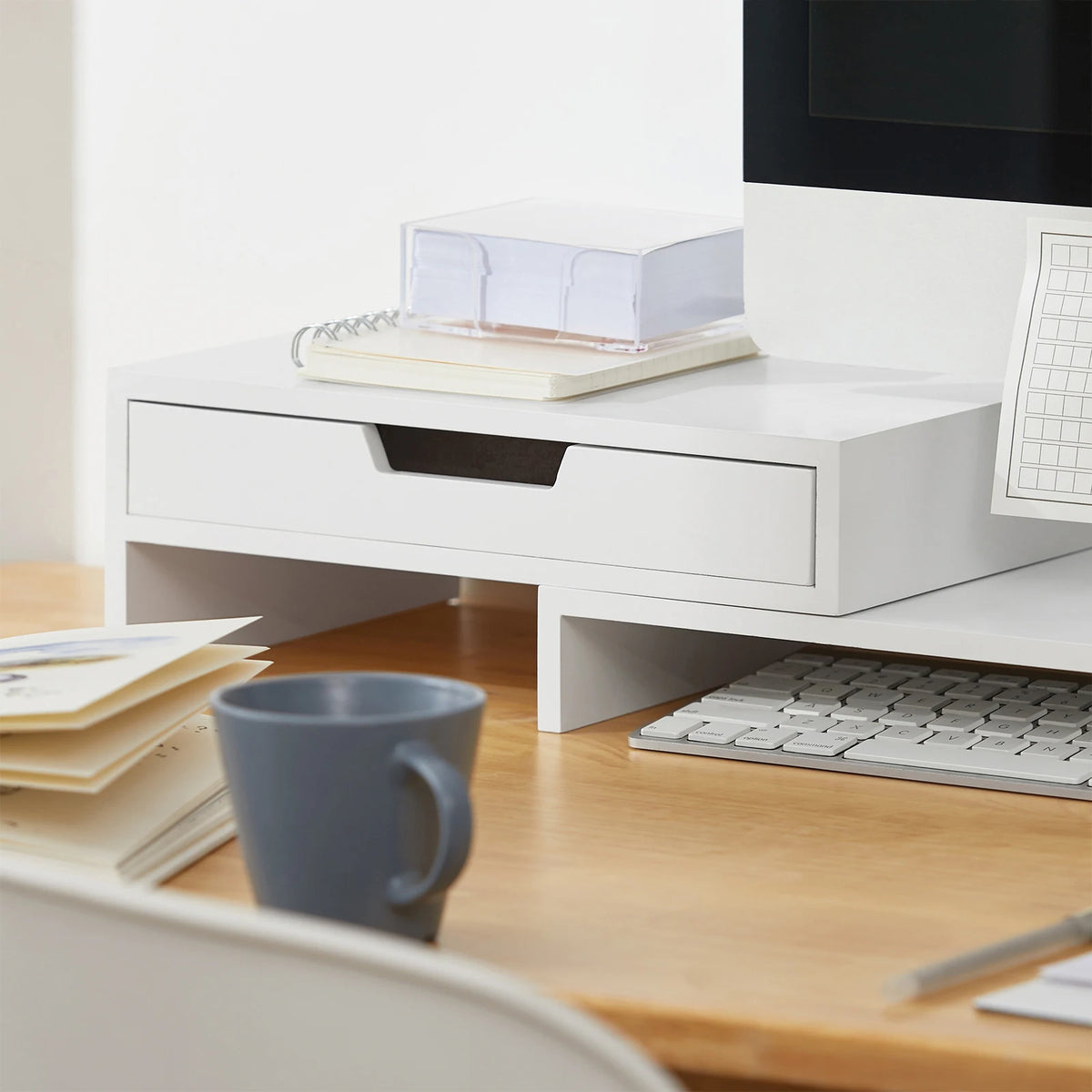 SoBuy BBF04 monitor increase for 2 monitors screen stand with 2 drawer widths adjustable BHT about 60-107x11x22cm