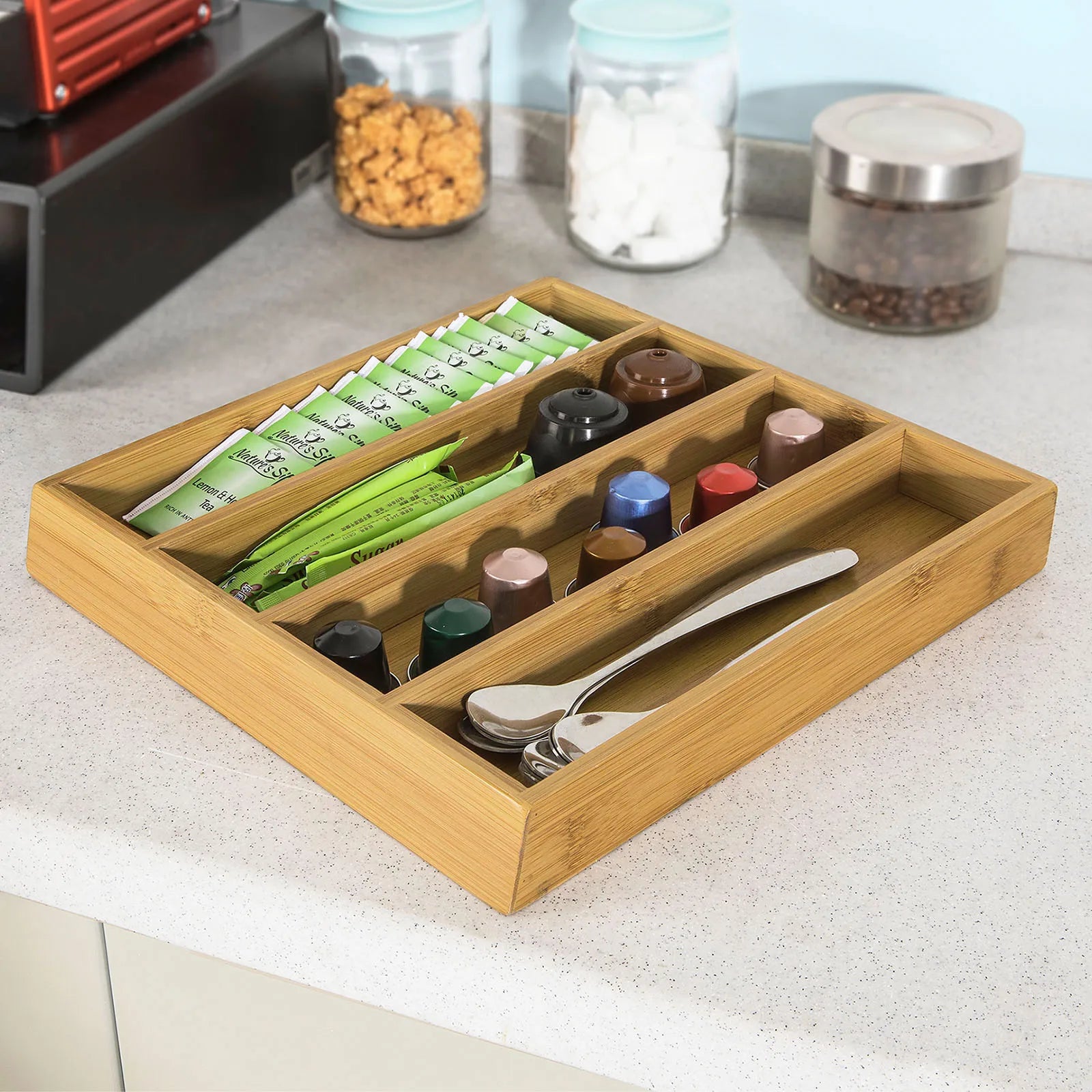SoBuy FRG280-SCH design coffee capsule box drawer box for storage coffee capsules tea bag capsule stands