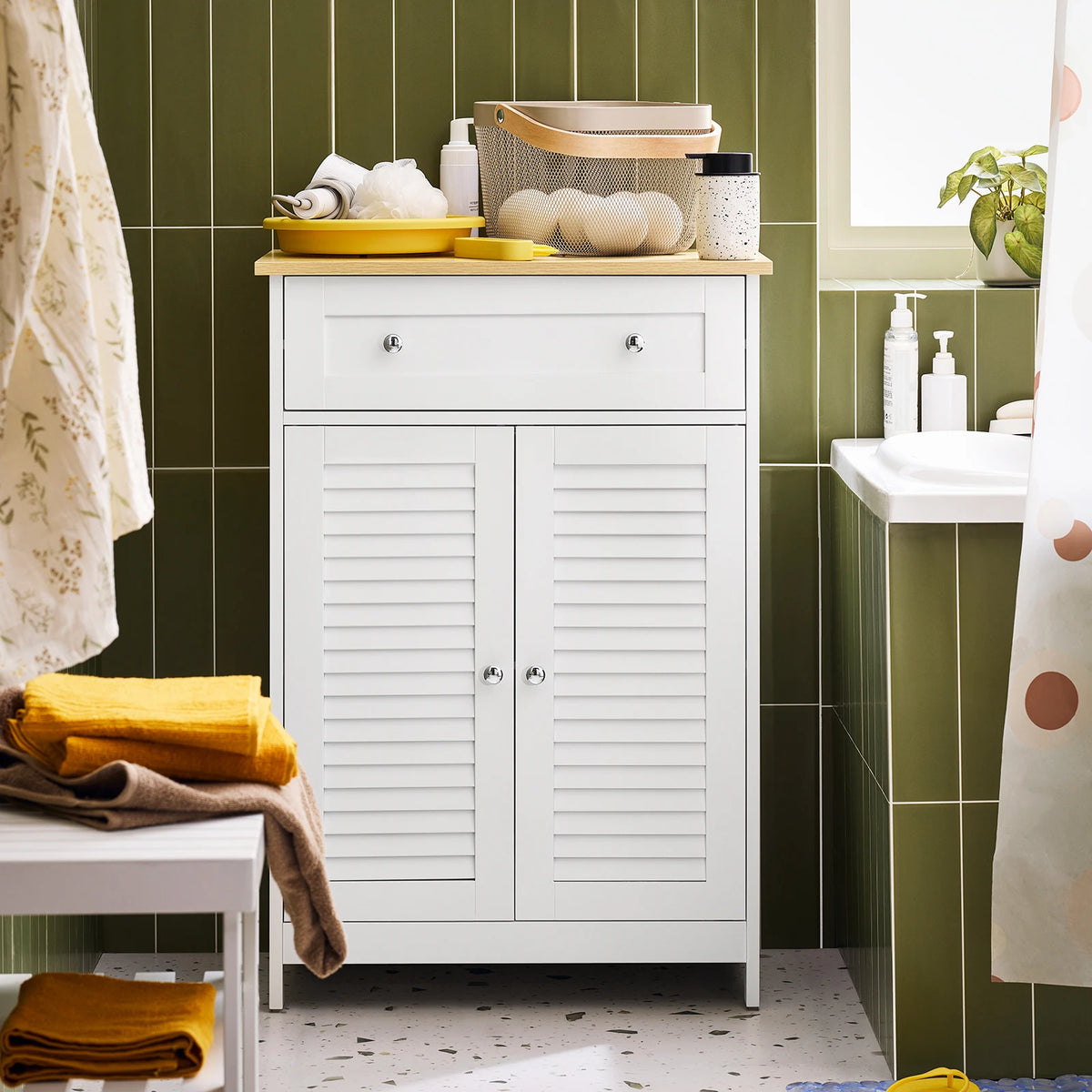 SoBuy FRG238 Bathroom chest of drawers with One Drawer and Doors, chest of drawers Bathroom wardrobe Bathroom furniture Sideboard Hallway wardrobe