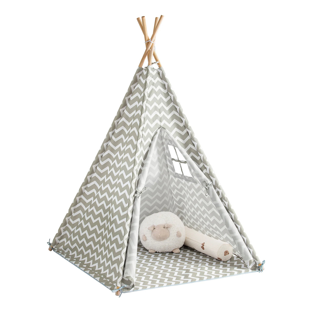 SoBuy OSS03 Tipite Tent Game tent tent for Kids 1 Door and 1 Window Playhouse Kids tent Indian White/Grey