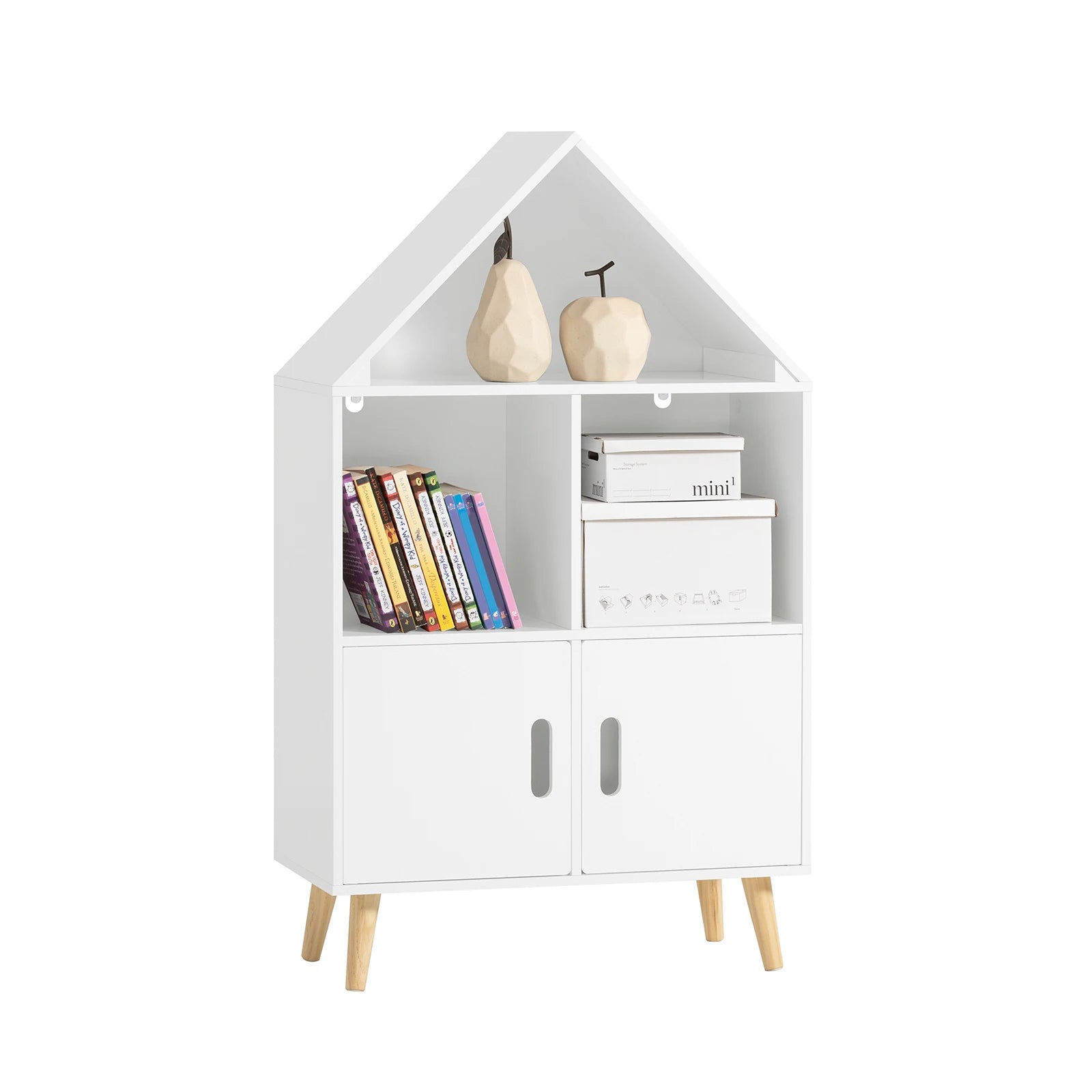 SoBuy KMB58-W children's shelf with house design bookcase for children storage shelf toys shelf furniture