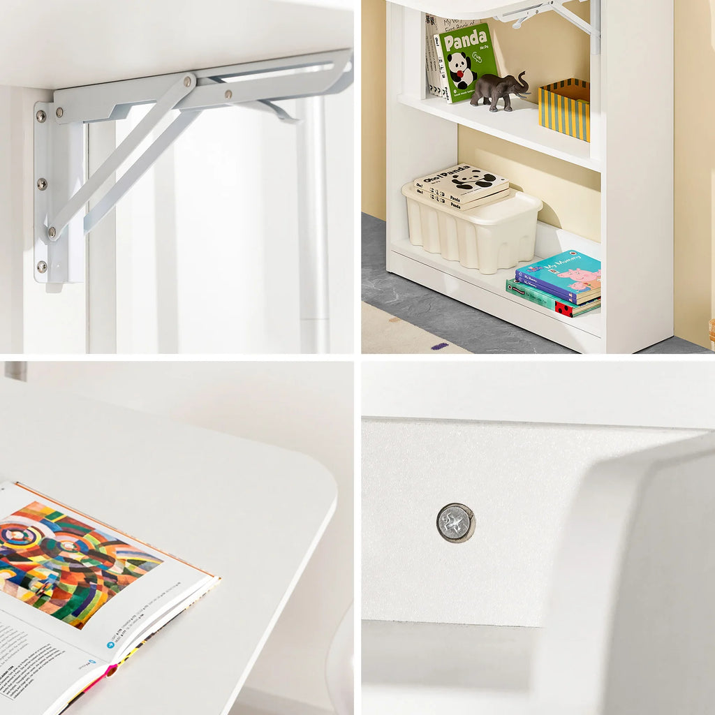 SoBuy FWT92 Folding Computer table table with shelves Folding table work table office table for home office wall table