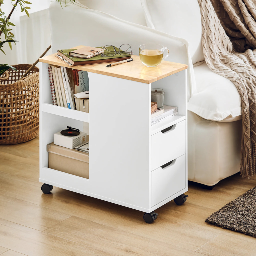SoBuy FBT130-WN printer table with roll printing stand printer cabinet roll container with compartments office cart side cart