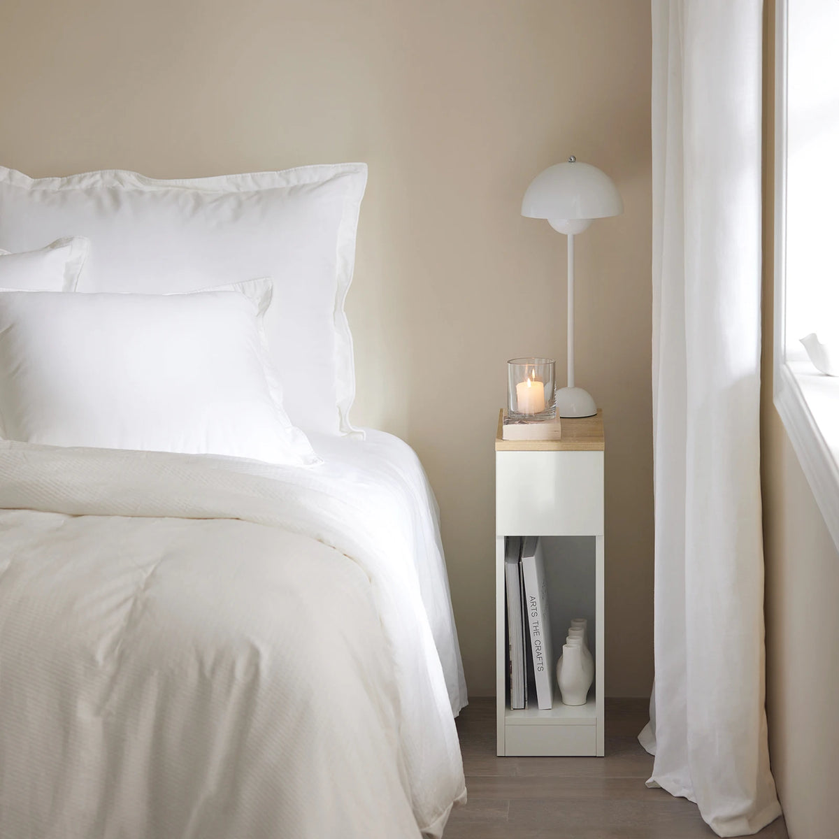 SoBuy FBT111-WN bedside table narrow with drawer and storage Nightstand for Bedroom living room White 20x35x60 cm
