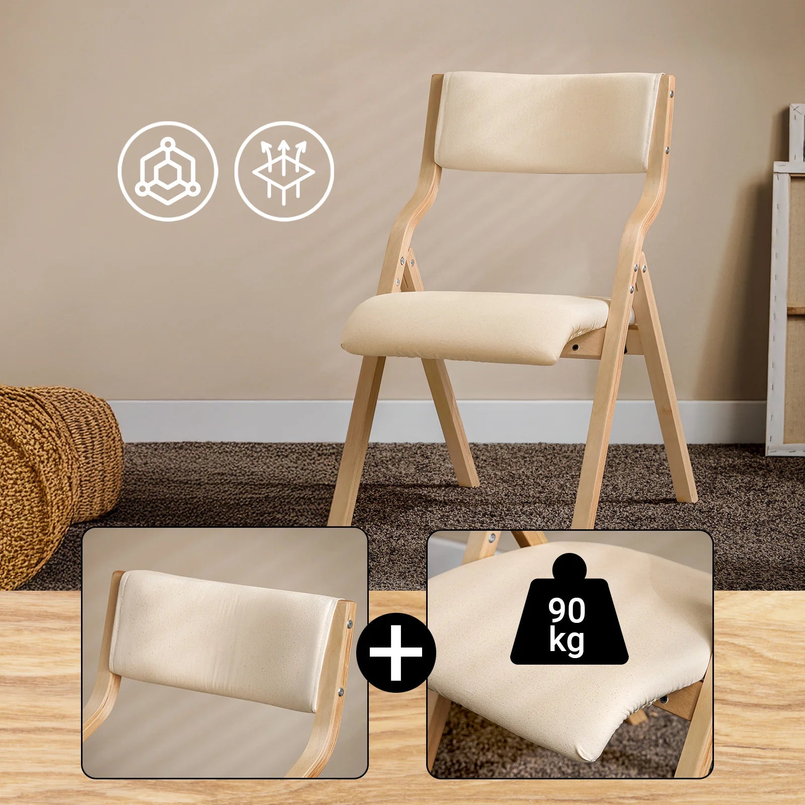 SoBuy FST40 Folding Chair Dining Chair Kitchen Chair with Upholstered Seat and Backrest