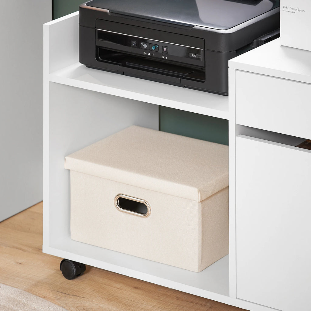SoBuy ASK02-W Roll Container with Drawer and Door Printer table with Roll Printer wardrobe office desk wardrobe