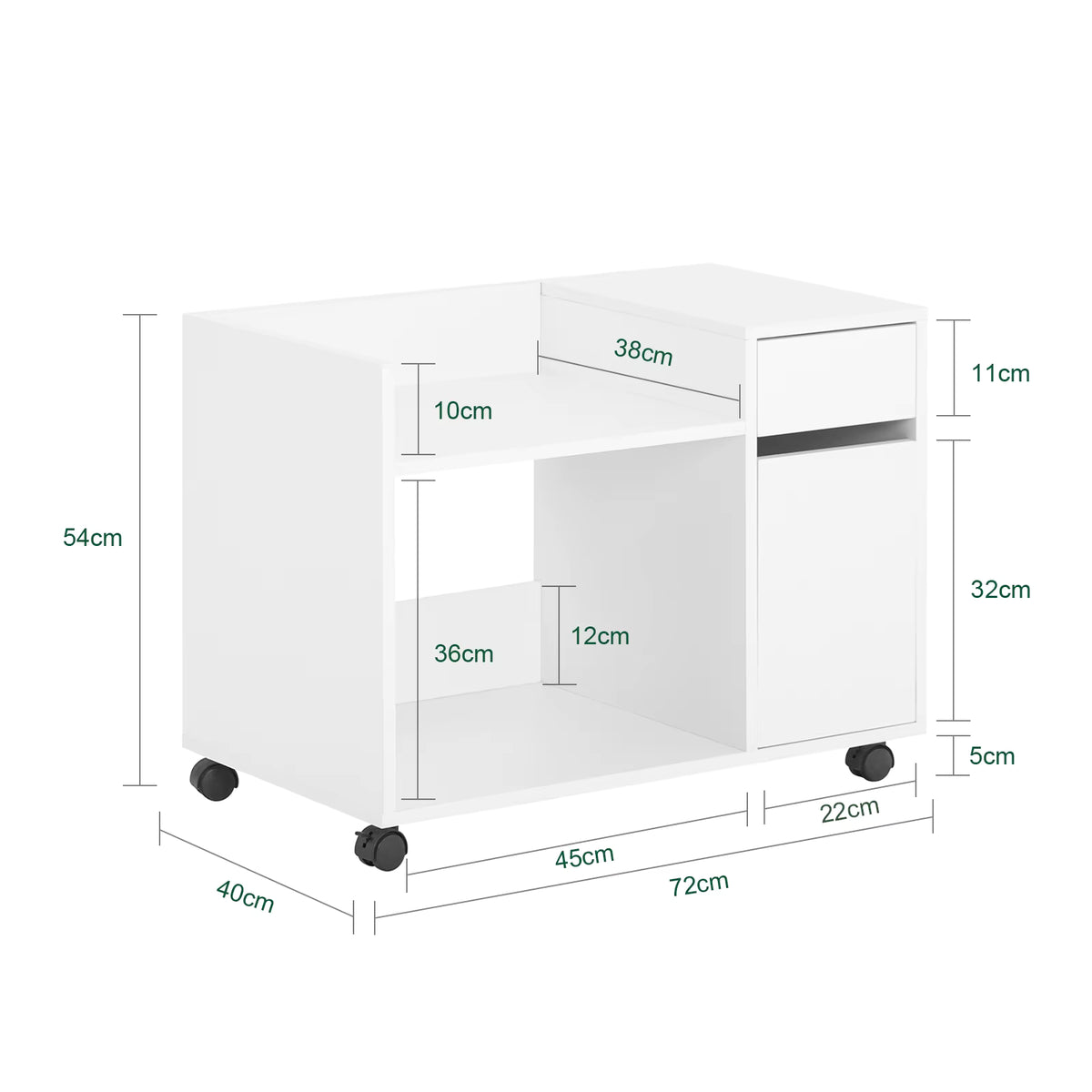 SoBuy ASK02-W Roll Container with Drawer and Door Printer table with Roll Printer wardrobe office desk wardrobe
