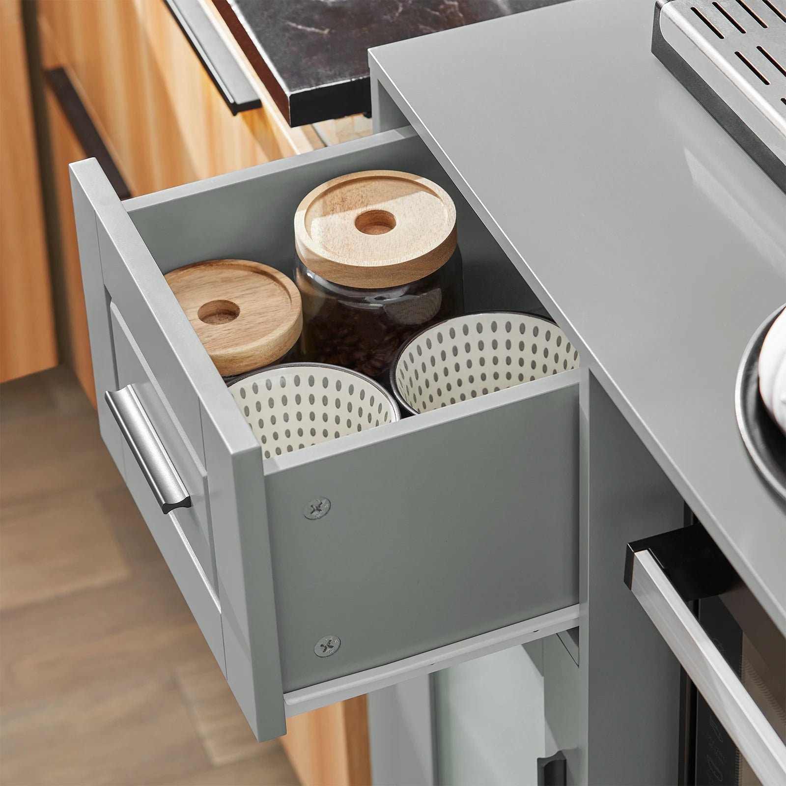 SoBuy FSB78-HG Sideboard on Roller Kitchen Trolley Microwave wardrobe Kitchen wardrobe Trolley kitchen chest of drawers Kitchen Trolley
