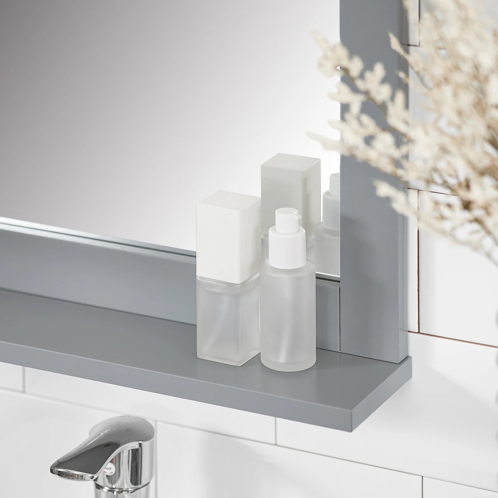 SoBuy FRG129 mirror wall mirror bathroom mirror with shelf dark gray BHT. 40x50x10cm