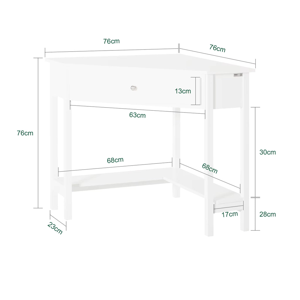 SoBuy®FWT31-W corner table white desk computer table worktable table with shelf HT approx: 76x76cm