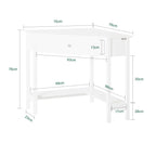 Bureau d’angle blanc avec étagère