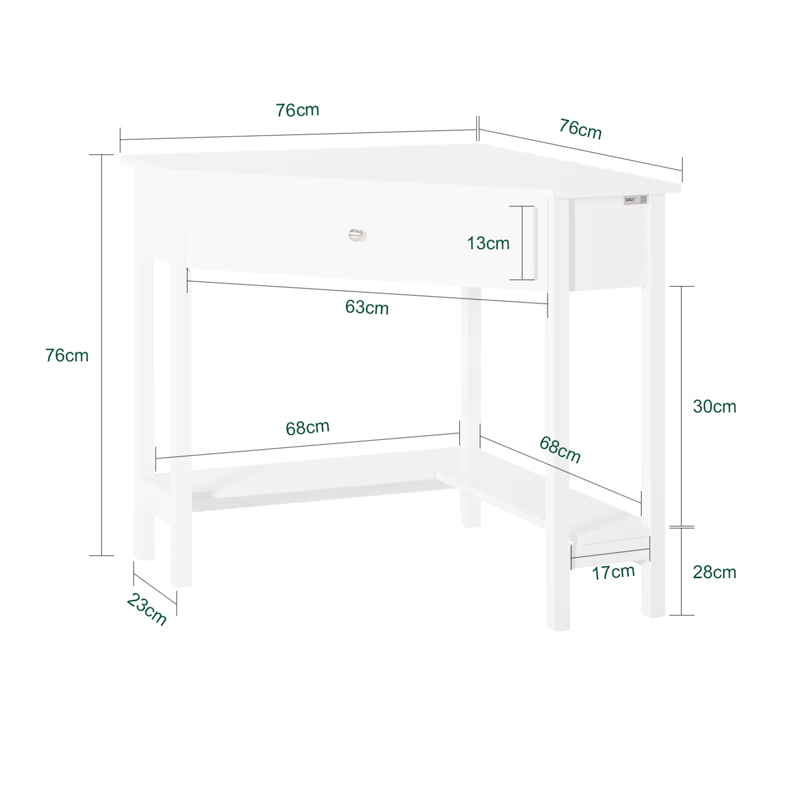 SoBuy®FWT31-W corner table white desk computer table worktable table with shelf HT approx: 76x76cm