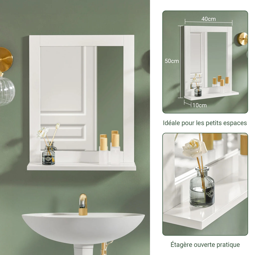 SoBuy FRG129-W mirror wall mirror bathroom mirror with shelf white BHT: 40x49x10cm