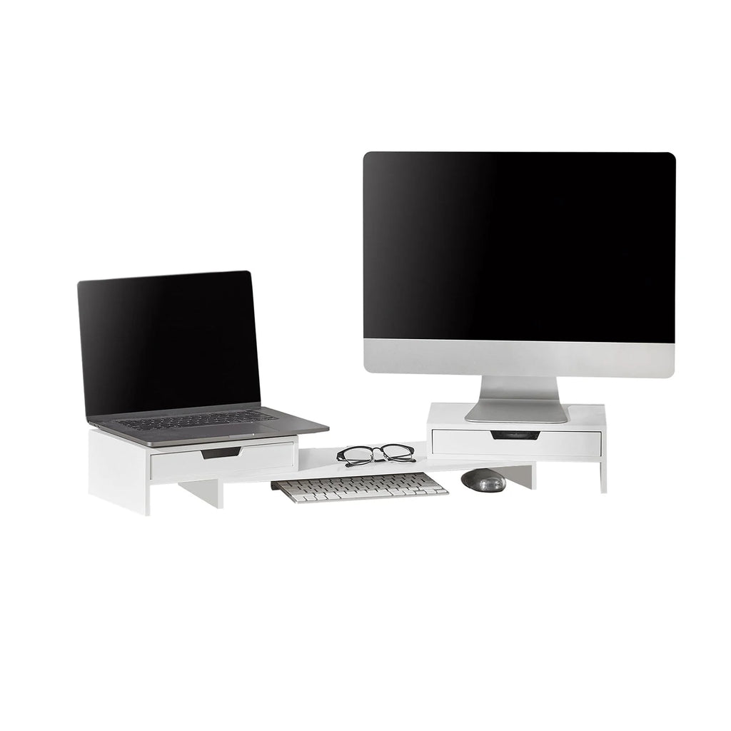 SoBuy BBF04 monitor increase for 2 monitors screen stand with 2 drawer widths adjustable BHT about 60-107x11x22cm