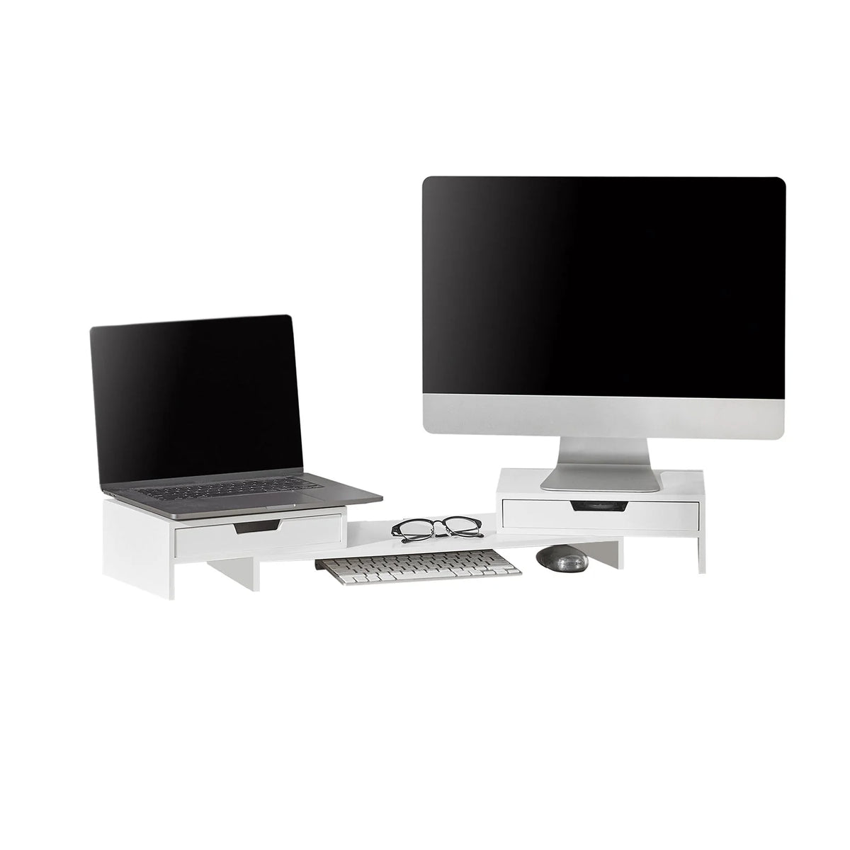 SoBuy BBF04 monitor increase for 2 monitors screen stand with 2 drawer widths adjustable BHT about 60-107x11x22cm