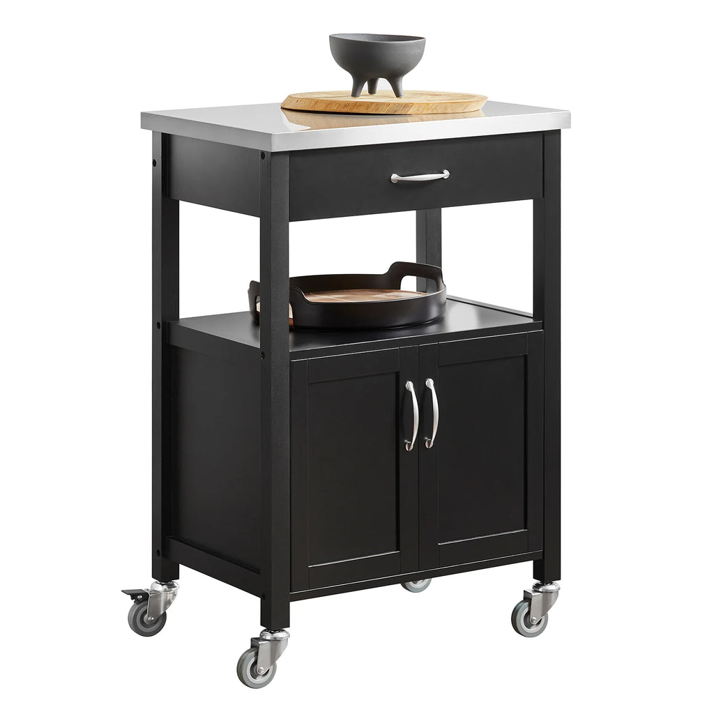 SoBuy FKW22 rubber kitchen trolley Wood serving trolley trolley narrow drink trolley for office kitchen living room dining room