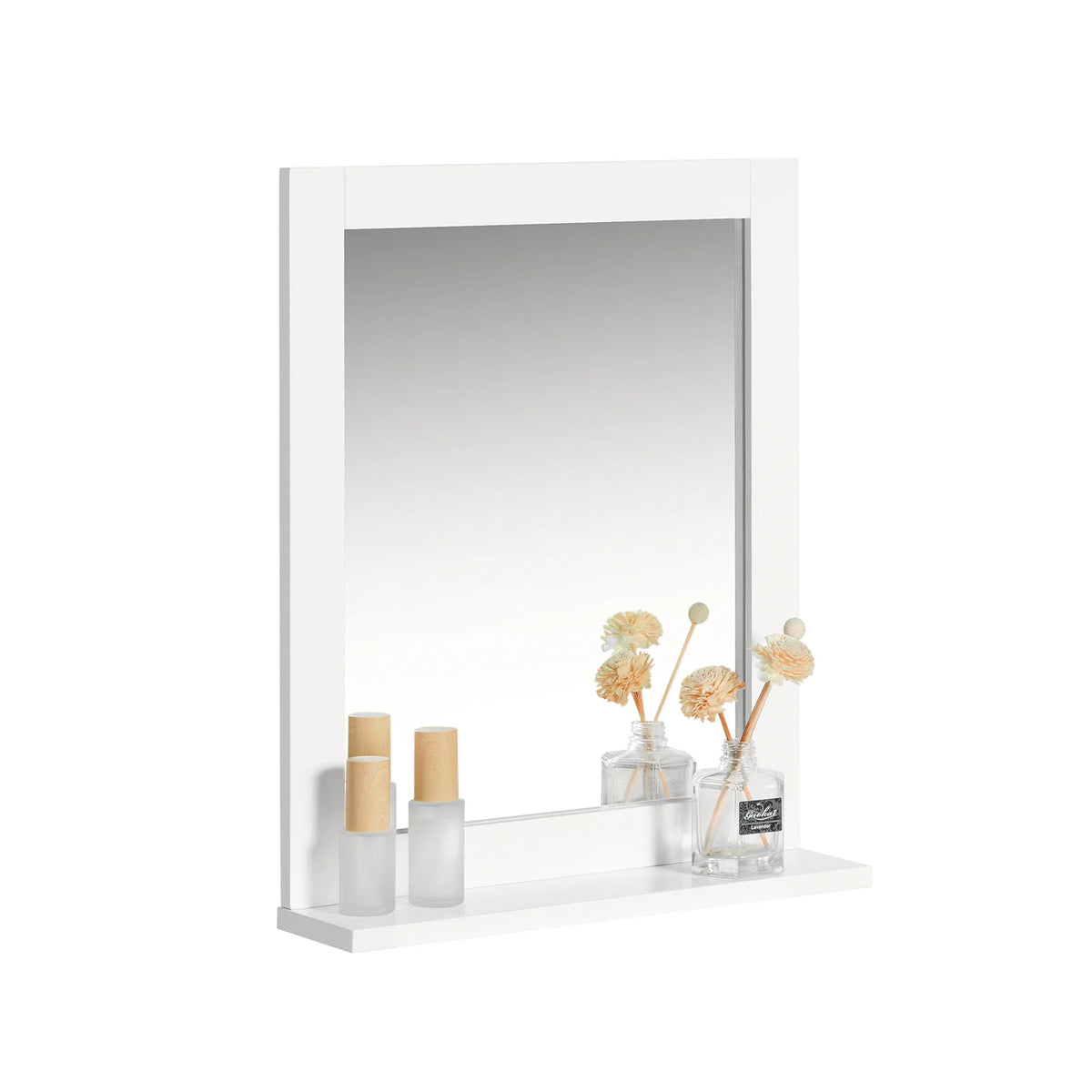 Miroir mural blanc avec tablette