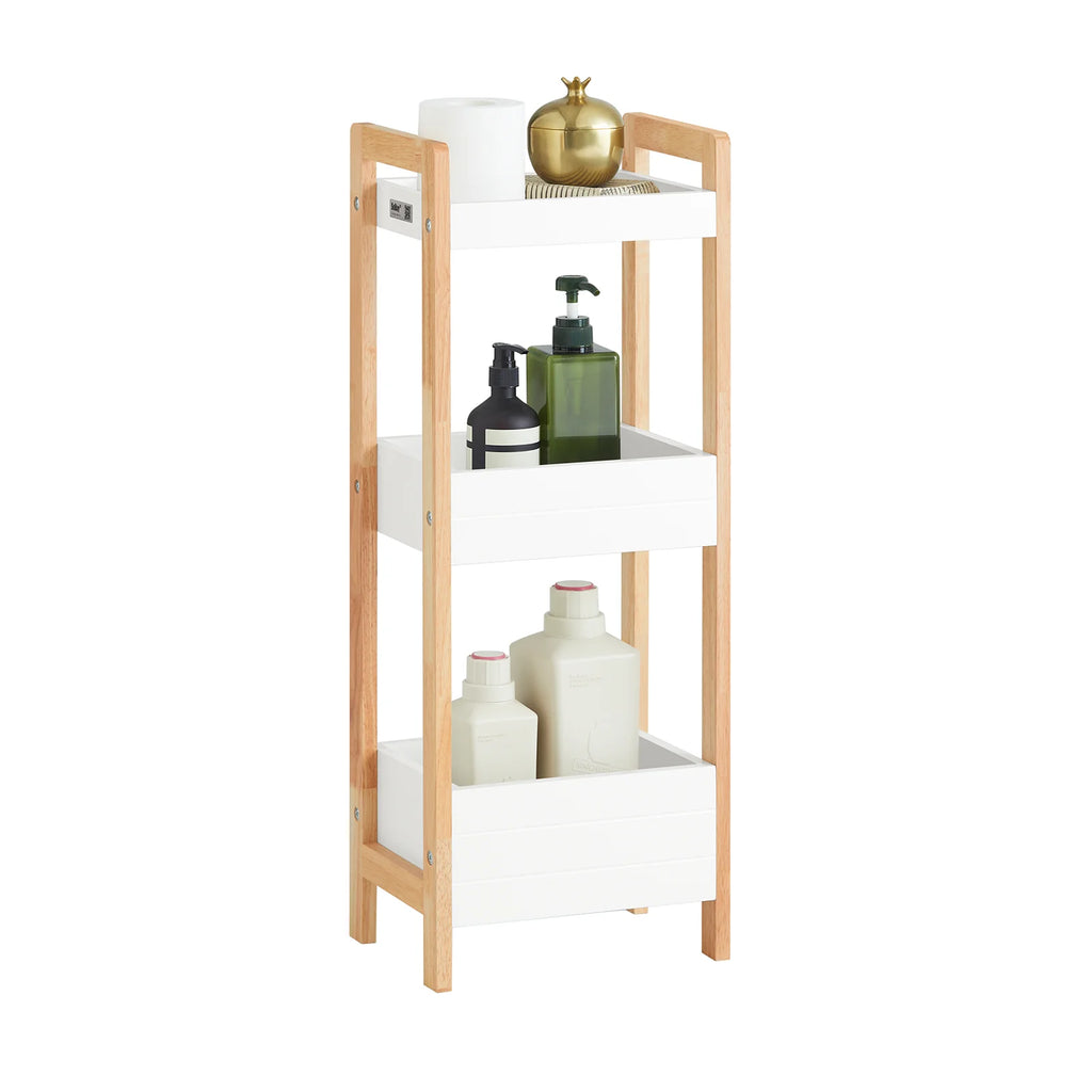 SoBuy FRG226 Bathroom wardrobe with 3 sturdy shelves, narrow bath wardrobe from MDF, Dresser up to 30kg, wood colors 28x20x74cm