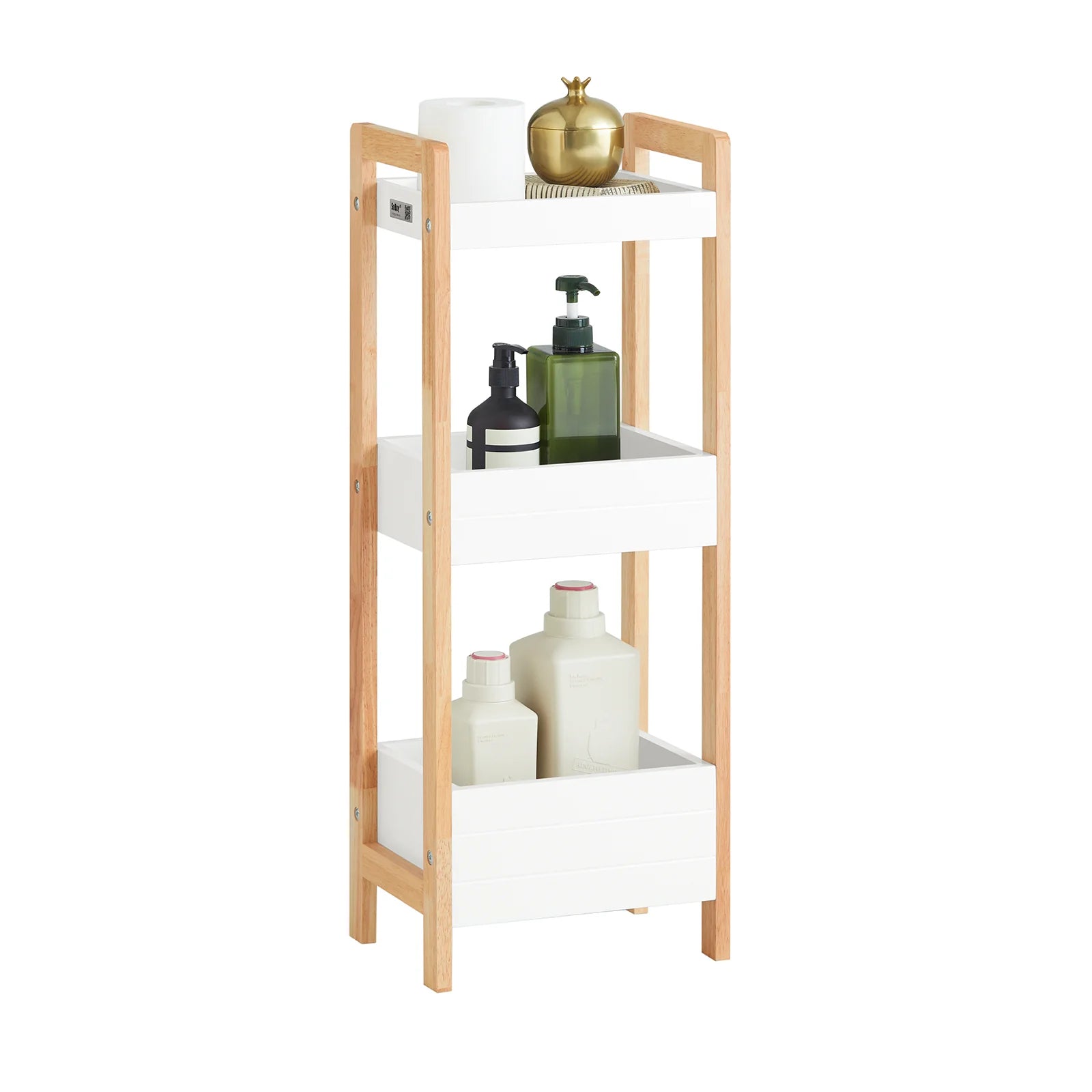 SoBuy FRG226 Bathroom wardrobe with 3 sturdy shelves, narrow bath wardrobe from MDF, Dresser up to 30kg, wood colors 28x20x74cm