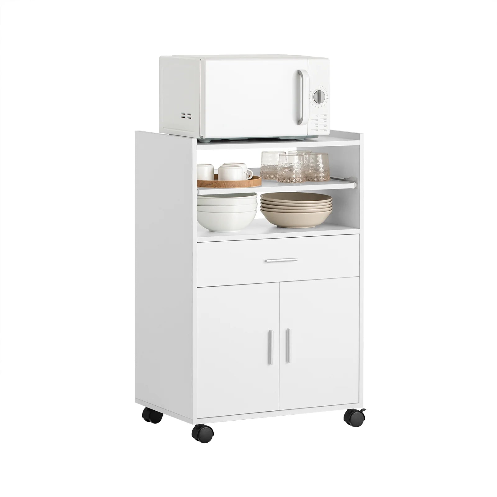 SoBuy FSB09 kitchen wardrobe kitchen cart rolling cabinet drink cart microwave wardrobe with one sliding shelf