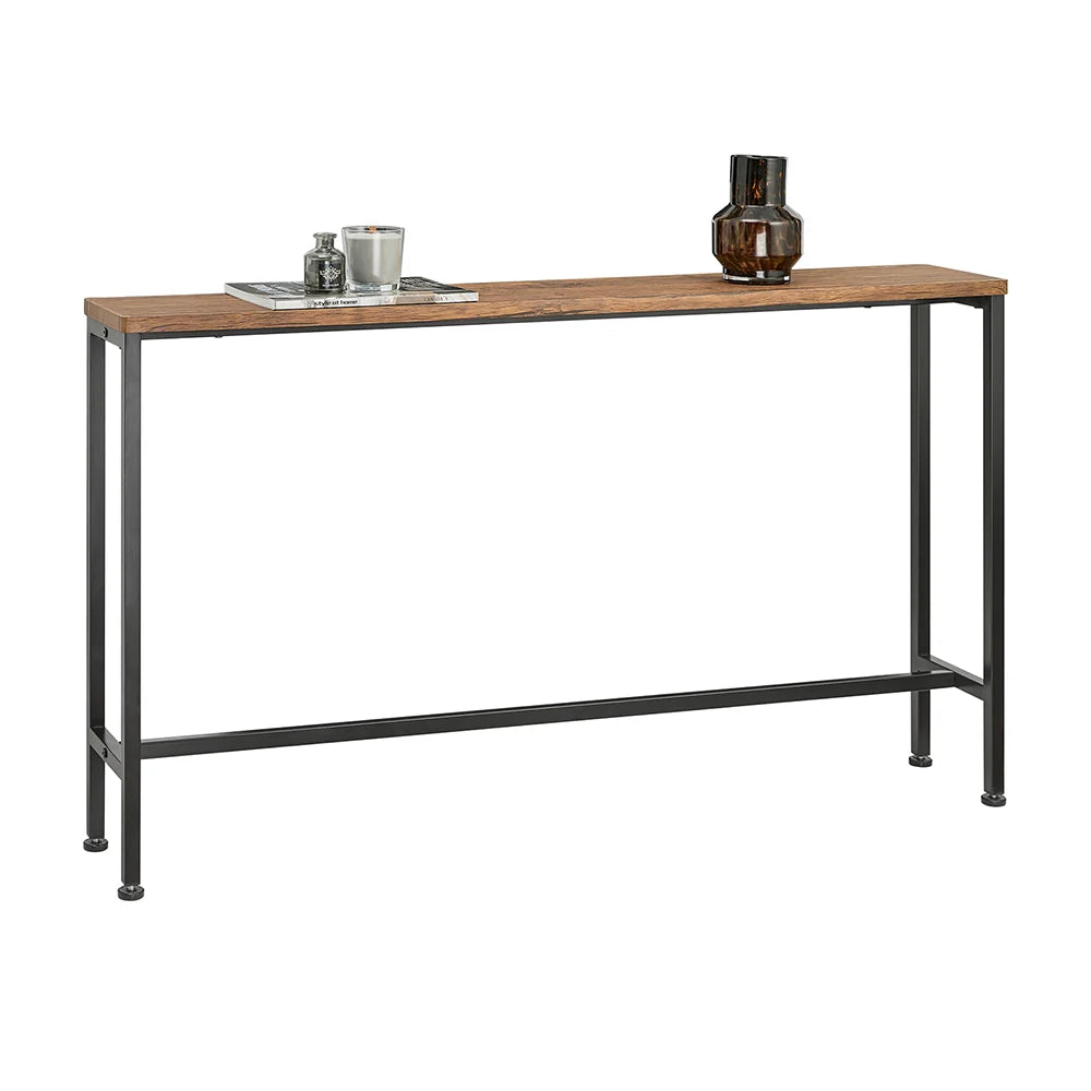 SoBuy FSB19-E console table narrow hallway table – console tables for the living room, vintage metal sideboard, robust design – ideal for hallway furniture, office – natural & black, 120x65x20cm