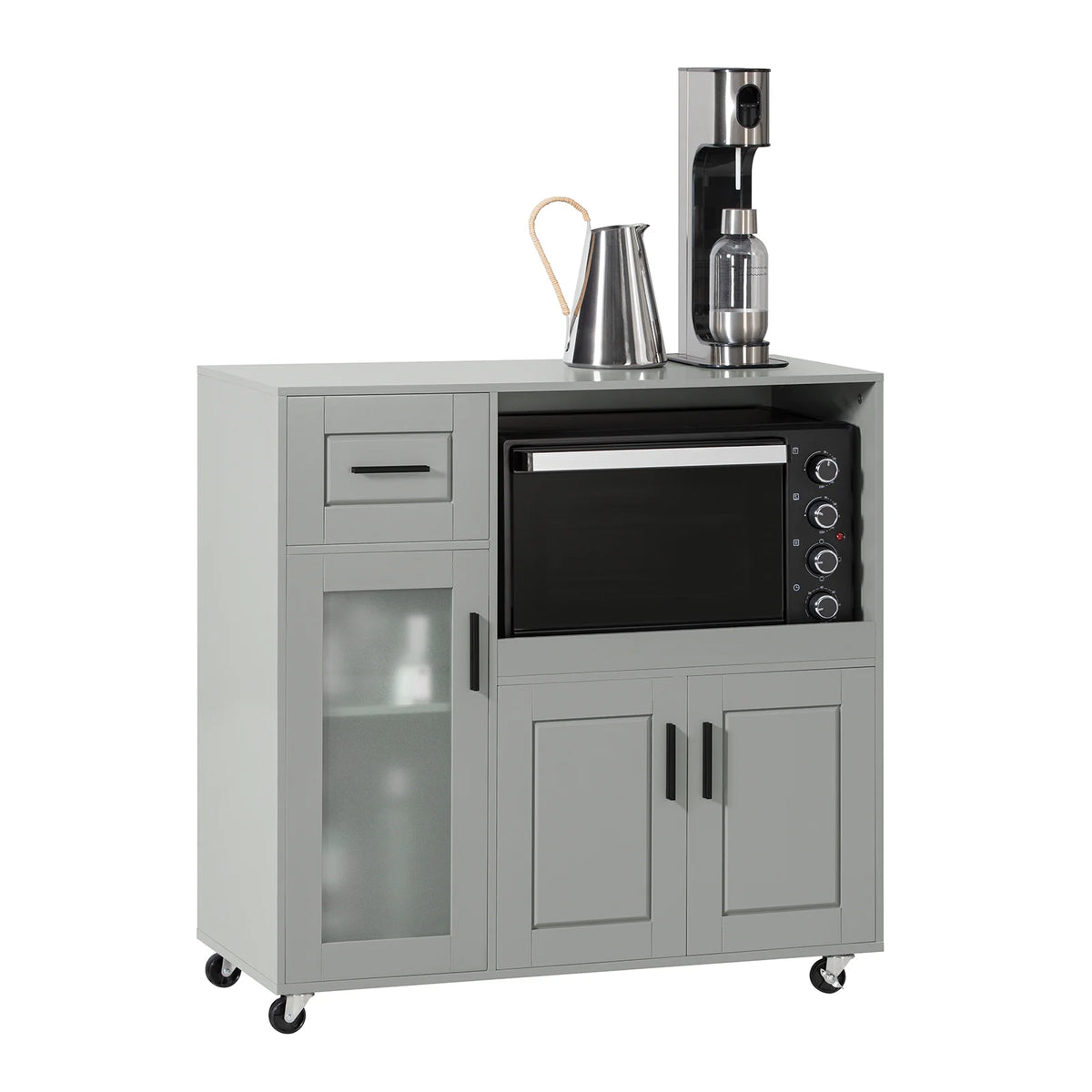 SoBuy FSB78-HG Sideboard on Roller Kitchen Trolley Microwave wardrobe Kitchen wardrobe Trolley kitchen chest of drawers Kitchen Trolley