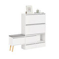 SoBuy FSR134-W Shoe dump truck Shoe shelf with 2 flaps, 2 doors and 2 drawers Hallway cabinet with bench Shoe bench with seat