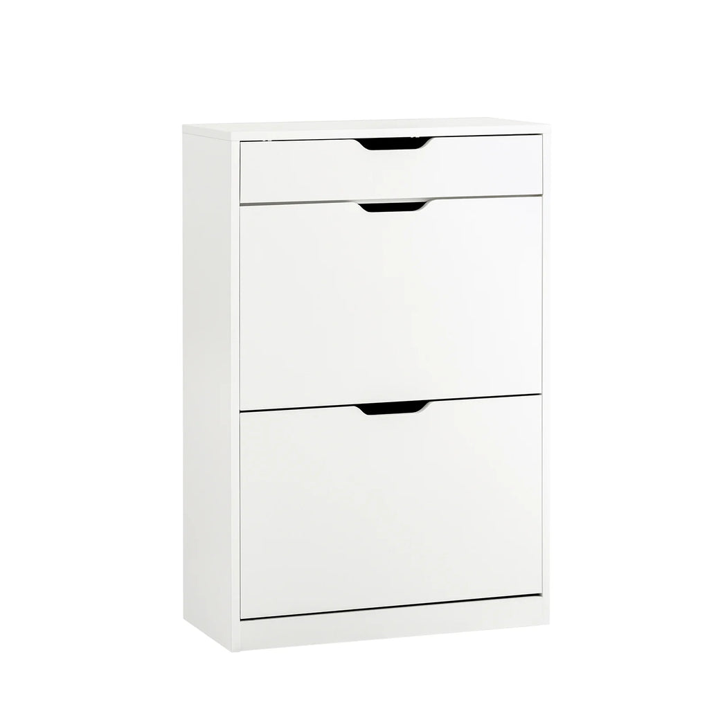 SoBuy FSR180-W 4-flap shoe dump truck shoe rack with 8 storage surfaces White BHT approx. 60x90x30cm