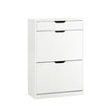 Meuble à chaussures 4 abattants – blanc, 8 rangements