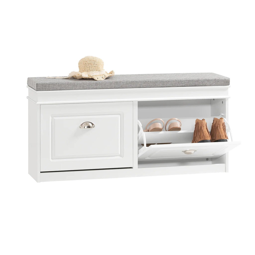SoBuy FSR64 Shoe dump truck seat chest of drawers bench with seat cushion shoe bench with 2 flaps BHT approx.: 104x52x24cm