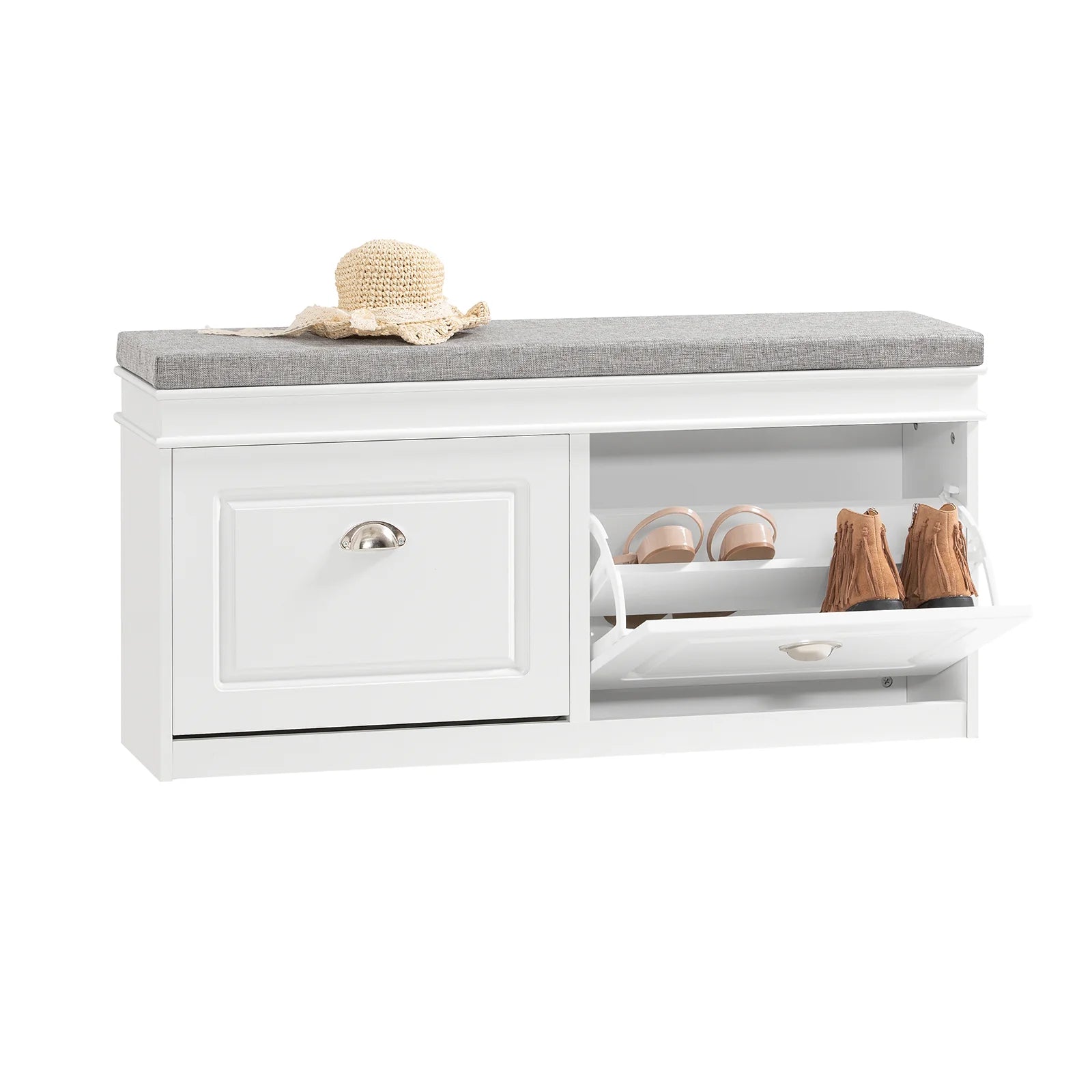 SoBuy FSR64 Shoe dump truck seat chest of drawers bench with seat cushion shoe bench with 2 flaps BHT approx.: 104x52x24cm