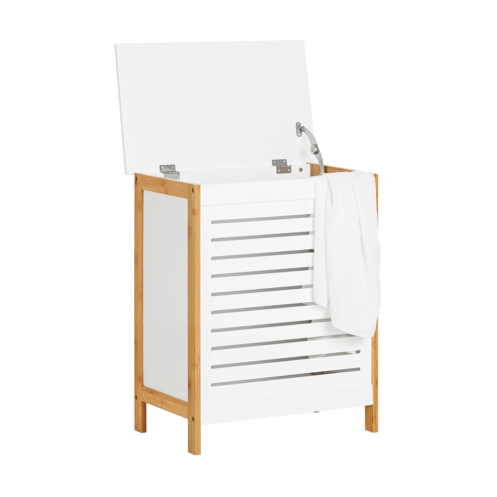 SoBuy FSS66-WN Laundry chest laundry basket laundry collector laundry bin with lid laundry box white natural