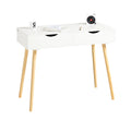 Bureau blanc et bois à 2 tiroirs