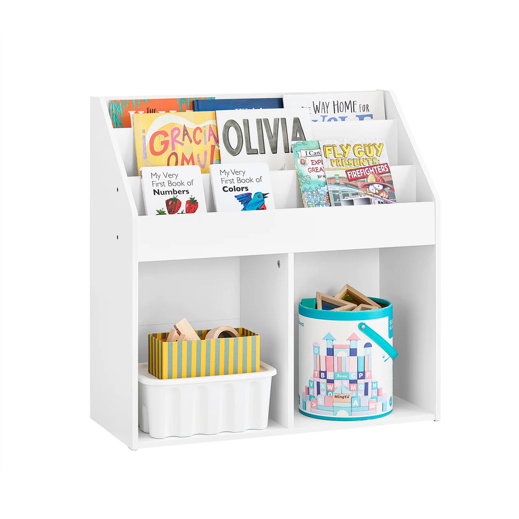 SoBuy KMB01 children's shelf with 3 storage compartments and 2 open compartments newspaper stand storage shelf White