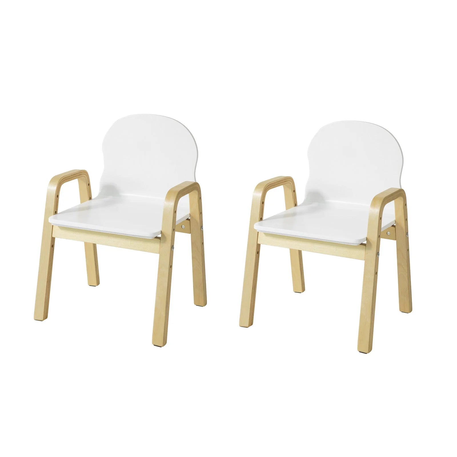 SoBuy KMB24-Wx2 set chair height adjustable chairs with armrests and backrest white seat height 23-35cm