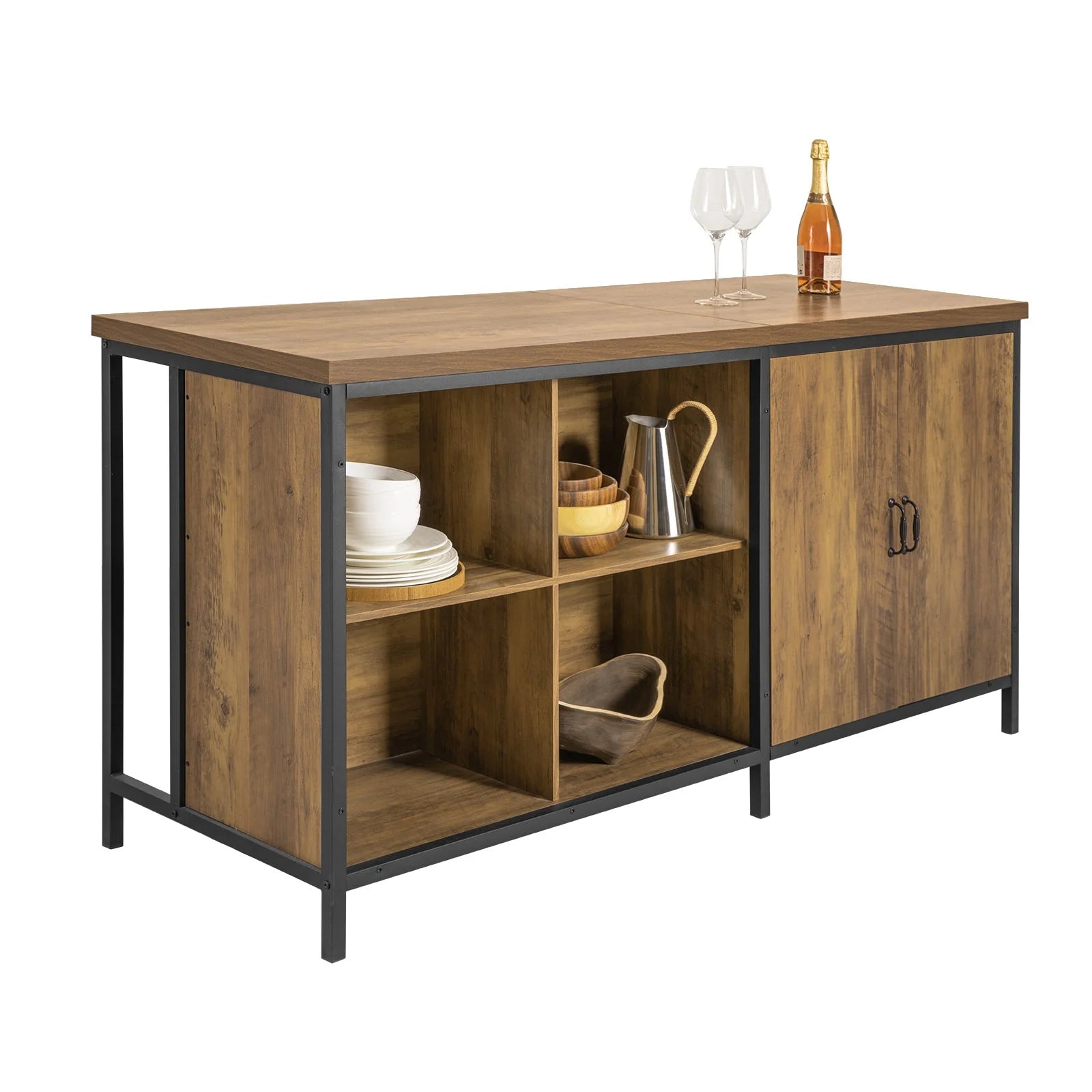 SoBuy KNL01-F Kitchen Island Freestanding Kitchen wardrobe Highborad Dresser wardrobe Sideboard Bar Table Buffet Industrial Design