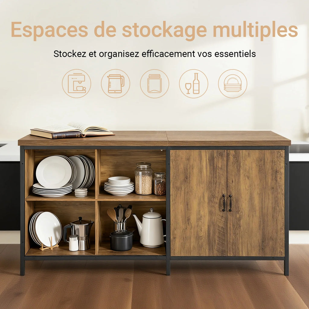 SoBuy KNL01-F Kitchen Island Freestanding Kitchen wardrobe Highborad Dresser wardrobe Sideboard Bar Table Buffet Industrial Design