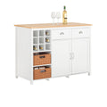 Îlot de cuisine avec 2 paniers rattan – 120 cm