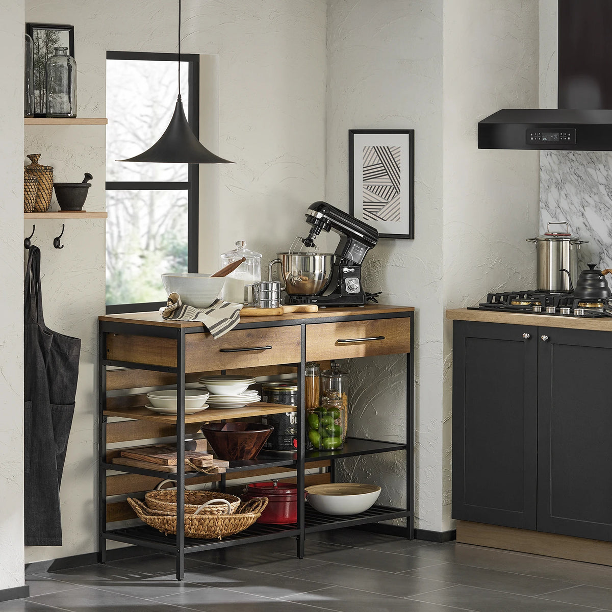 SoBuy FSB85-PF Kitchen Island Kitchen Rack kitchen Cart Sideboard with Drawer and Shelves Dresser Kitchen wardrobe