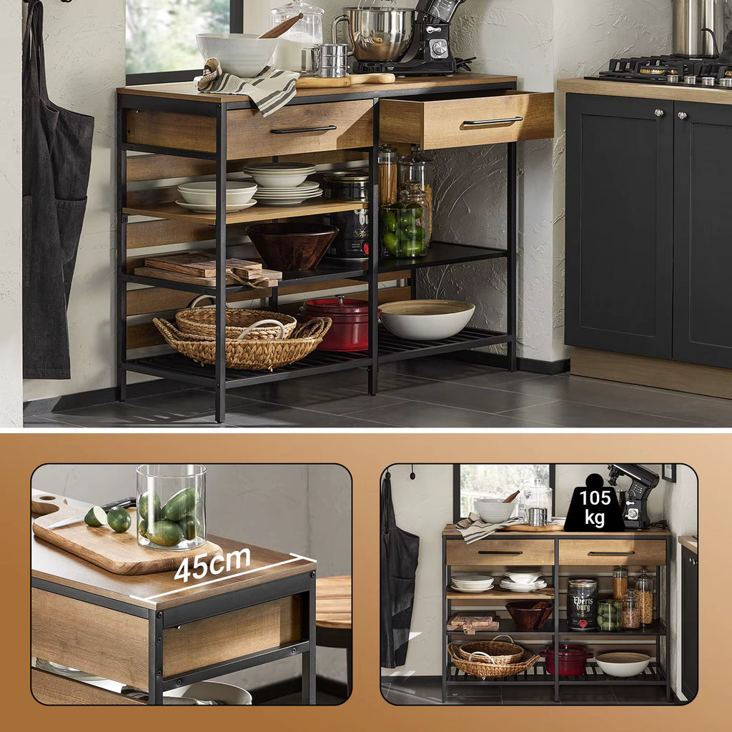 SoBuy FSB85-PF Kitchen Island Kitchen Rack kitchen Cart Sideboard with Drawer and Shelves Dresser Kitchen wardrobe