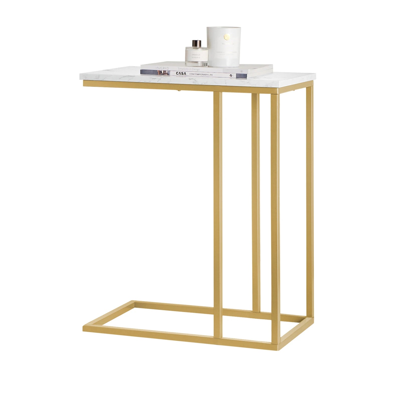 SoBuy FBT87-G side table Sofa table coffee table Laptop table bed table care table with gold BHT approx. 48x62x30cm